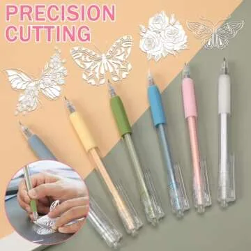 SEPGLITTER Craft Cutting Tools, 25 Pcs Pen Cutter Tools with Mini Sharpener Utility Students Paper Cutting Retractable Carving Pen with Tungsten Steel and Ceramic Cutter Head Refills