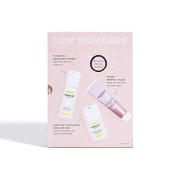 Honest Beauty Dew Wonders Gift Set | Perfect for Gifting | Full Size Prime + Perfect Mask, Vitamin C Serum & Radiance Moisturizer | Includes Jessica's Fave Spa Headband | Cruelty Free | 1 Count