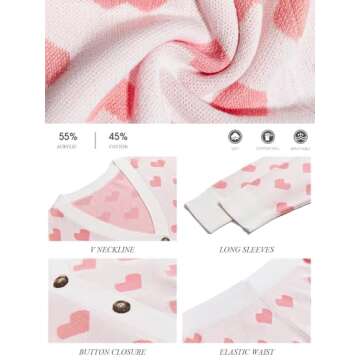 Tankaneo Womens Valentine's Day Sweater Sets Heart Knit Long Sleeve Cropped Cardigan and Shorts 2 Piece Outfits