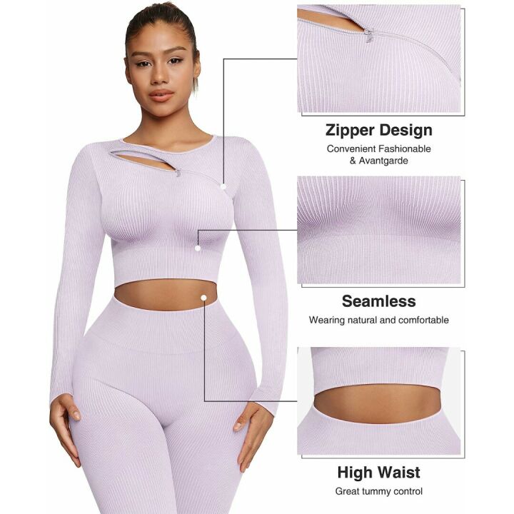 FeelinGirl Seamless Ribbed Yoga Sets for Women