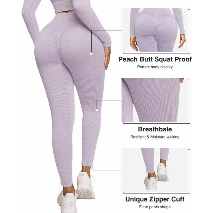 FeelinGirl Seamless Ribbed Yoga Sets for Women
