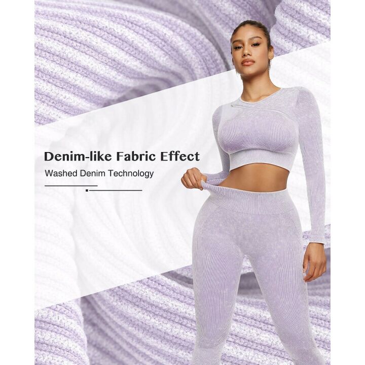 FeelinGirl Seamless Ribbed Yoga Sets for Women