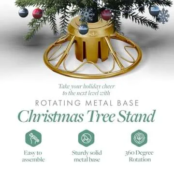 Elegant Home Heritage Rotating Christmas Tree Stand for 1 to 1.75 Inch Poles, 22 Inch Metal Base in ...