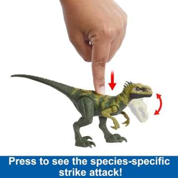 Mattel Jurassic World Strike Attack Dinosaur Toy - Atrociraptor Action Figure with Movable Joints & ...