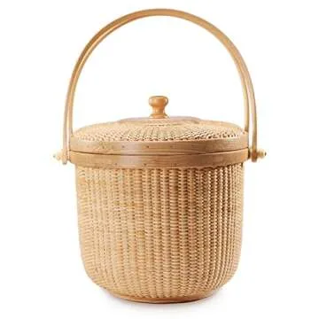 Teng Tian Nantucket Style Rattan Sewing Storage Basket