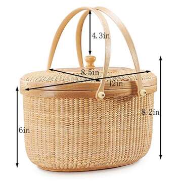 Teng Tian Nantucket Style Rattan Sewing Storage Basket