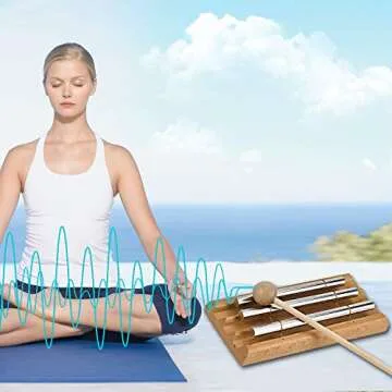 EONLION Meditation Chimes Trio, Mindfulness Trio 3 Tone Hand Bell Music Classroom Supplies Teacher Tools Percussion Instrument Reminder for Prayer Yoga Eastern Energy Music Gift