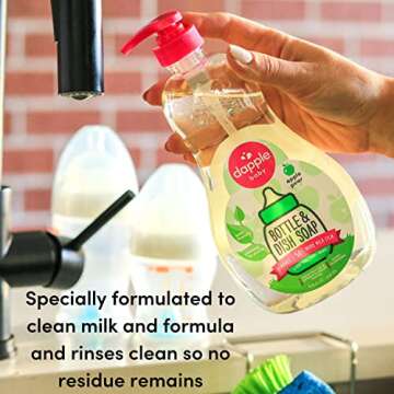 Dapple Baby Bottle Soap, Hypoallergenic Dish Soap for Baby Bottles, Powered by Plants, Apple Pear, 16.9 Fl Oz (Pack of 1)