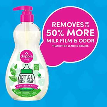 Dapple Baby Bottle Soap, Hypoallergenic Dish Soap for Baby Bottles, Powered by Plants, Apple Pear, 16.9 Fl Oz (Pack of 1)