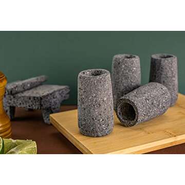 MEXTEQUIL - Volcanic Stone Shot Glasses - Set of Natural Shot Glass - 1.5 Oz - 100% Organic & Eco fr...