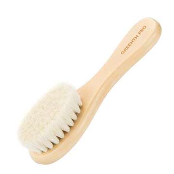 GREENTH PRO Baby Hair Bush and Comb Set -Nature Lotus Wood with Soft Goat Bristle and Pear Wood Comb for Newborns & Toddlers, Ideal for Cradle Cap