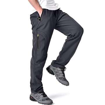 Toomett Men's Snow Pants Skiing Winter Insulated Soft Shell Outdoor Fleece Lined Hiking Pants with Z...