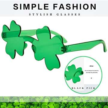 St. Patrick’s Day Irish Shamrock Sunglasses Green Four Leaf Clover Leprechaun Costume Glasses Party Favors Eyewear