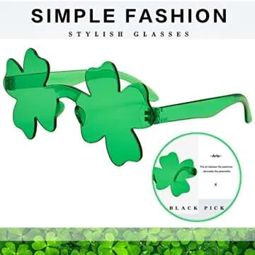 St. Patrick’s Day Irish Shamrock Sunglasses Green Four Leaf Clover Leprechaun Costume Glasses Party Favors Eyewear