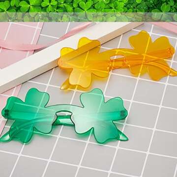 St. Patrick’s Day Irish Shamrock Sunglasses Green Four Leaf Clover Leprechaun Costume Glasses Party Favors Eyewear