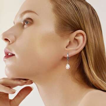 KANOUE Silver Huggie Dangle Earrings,Huggie Hoop Earrings Dainty Dangle Earrings Hypoallergenic Dangle Drop Earrings Piercing Gift for Women