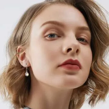 KANOUE Silver Huggie Dangle Earrings,Huggie Hoop Earrings Dainty Dangle Earrings Hypoallergenic Dangle Drop Earrings Piercing Gift for Women