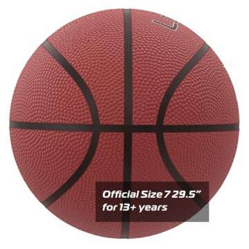 Longsail Indoor/Outdoor Basketballs 29.5"- Basketball Ball Size 7, Premium Rubber Basketball for Women Men Youths