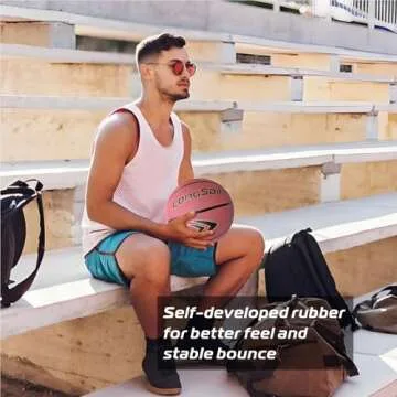 Longsail Indoor/Outdoor Basketballs 29.5"- Basketball Ball Size 7, Premium Rubber Basketball for Women Men Youths