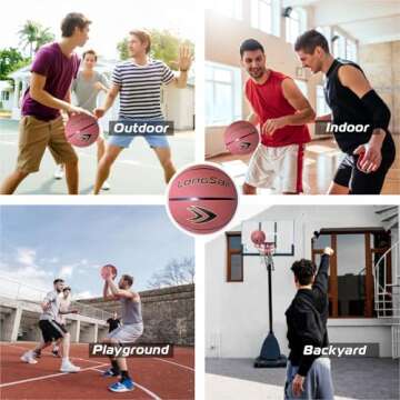 Longsail Indoor/Outdoor Basketballs 29.5"- Basketball Ball Size 7, Premium Rubber Basketball for Women Men Youths