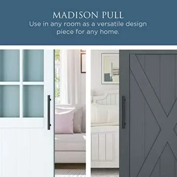 National Hardware N700-100 Interior Sliding Barn Door Hardware Madison Pull - 12-Inches, Matte Black...
