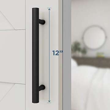 National Hardware N700-100 Interior Sliding Barn Door Hardware Madison Pull, 12-Inches, Easy to Install, Matte Black