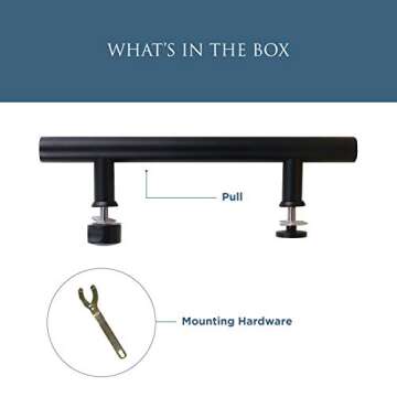 National Hardware N700-100 Interior Sliding Barn Door Hardware Madison Pull, 12-Inches, Easy to Install, Matte Black