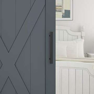 National Hardware N700-100 Interior Sliding Barn Door Hardware Madison Pull, 12-Inches, Easy to Install, Matte Black