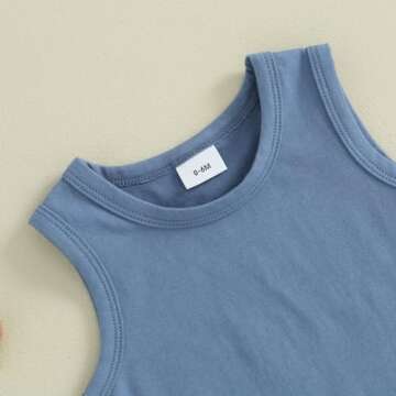 Amiblvowa Toddler Baby Boy Summer Clothes Tank Cami Sleeveless Top Checkerboard Shorts Set Infant Newborn 2 Piece Casual Outfit (Plaid Blue, 0-6 Months)