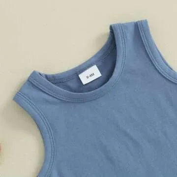 Amiblvowa Toddler Baby Boy Summer Clothes Tank Cami Sleeveless Top Checkerboard Shorts Set Infant Newborn 2 Piece Casual Outfit (Plaid Blue, 0-6 Months)