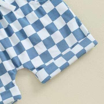 Amiblvowa Toddler Baby Boy Summer Clothes Tank Cami Sleeveless Top Checkerboard Shorts Set Infant Newborn 2 Piece Casual Outfit (Plaid Blue, 0-6 Months)