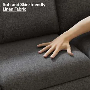 Lonkwa 78'' Convertible Sectional Sofa Couch, Dark Grey 3 Seat L-Shaped Couch with Storage Ottoman, Modern Linen Fabric Couches for Living Room, Apartment, Office, Small Space