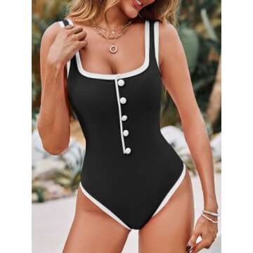 Saodimallsu Women's One Piece Color Block Swimsuit