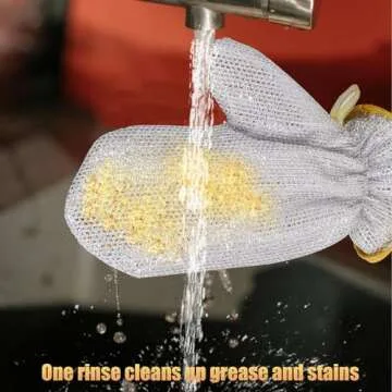 Realand 2 Pairs Dish Sponge Dishwashing Gloves, Non Scratch Dish Scrubber Dish Gloves, Waterproof Kitchen Scrub Sponges for Cleaning Dishes Pots Pans