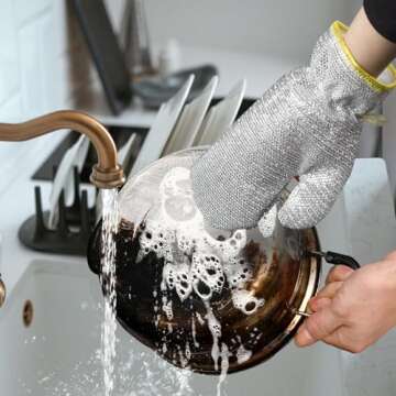 Realand 2 Pairs Dish Sponge Dishwashing Gloves, Non Scratch Dish Scrubber Dish Gloves, Waterproof Kitchen Scrub Sponges for Cleaning Dishes Pots Pans