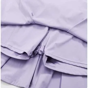 2 Piece Tennis Dresses for Women Athletic Workout Dress with Shorts and Pockets V Neck Short Sleeve Crop Top Tennis Skirt Outfits Purple Small