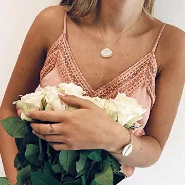 POTESSA Natural Shell Pendant Choker Necklace 18K Gold Plated Cable Chain Adjustable Seashell Necklace for Women Beach