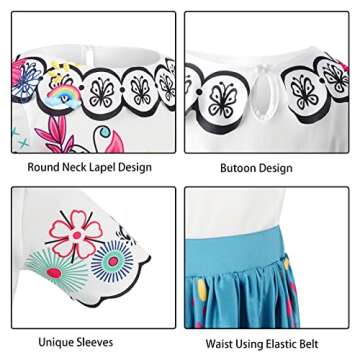 BILOPER Magic Princess Dress Costume Dress Up for Girls Cosplay Cartoon Costume Birthday Party Halloween Outfits 3-10 Years (Bule, 100)