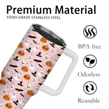 01coin 40oz Halloween Tumbler with Handle, Halloween Tumbler Cups, leak proof tumbler, Halloween Gifts for Women