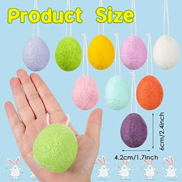 Tatuo 12 Pcs Easter Eggs Hanging Ornaments Felt Painted Eggs Crafts for Small Tree Spring Colorful B...