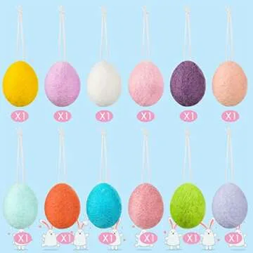12 Pcs Colorful Felt Easter Eggs for Festive Decor