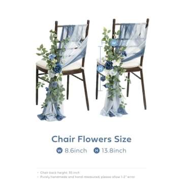 Ling's Moment Wedding Chair Decorations set of 8 Floral Swags