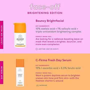 Drunk Elephant Bouncy Brightfacial Leave-On Face Mask with Azelaic Acid and Salicylic Acid to Correct and Clarify Skin (50mL / 1.69 Fl Oz)