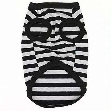 LOPHIPETS 100% Cotton Striped Dog Shirts for Small Dogs Chihuahua Puppy Clothes Tank Vest-Black and Gray Strips/XXS