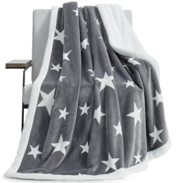 Cozy Bliss Thick Warm Sherpa Fleece Star Blanket - Ideal Gift for All