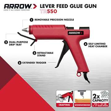 Arrow TR550 Heavy Duty Professional Electric Hot Melt Glue Gun for Crafts, Construction, Wood, Uses ...