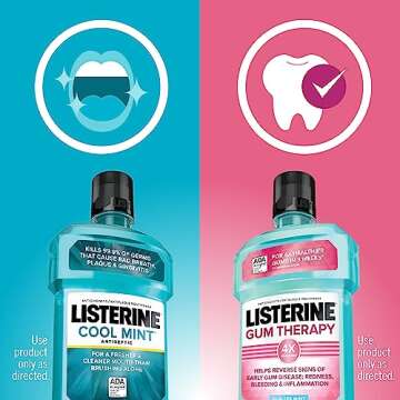 Listerine Cool Mint Antiseptic & Gum Therapy Mouthwash Pack – 2 x 1L for Total Oral Health