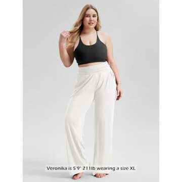 ODODOS Women's Wide Leg Palazzo Lounge Pants with Pockets Light Weight Loose Comfy Casual Pajama Pants-28 inseam, Off White, Small