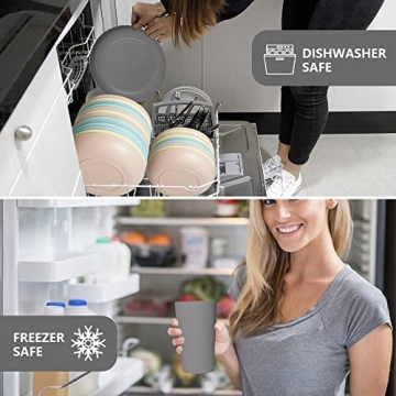 Teivio Eco-Friendly Wheat Straw Dinnerware Set for 6