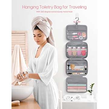 Morfone Leak Proof Travel Toiletry Bottles and Hanging Makeup Organizer with TSA Approved Cosmetic Bag for Shampoo, Conditioner, and Toiletries